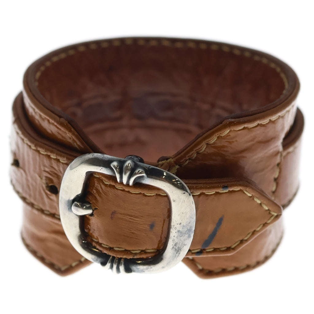 CHROME HEARTS(クロムハーツ) R&R TINY BUCKLE ガンスリンガー タイニーバックル レザーブレスレット チョーカー ブラウン/シルバー