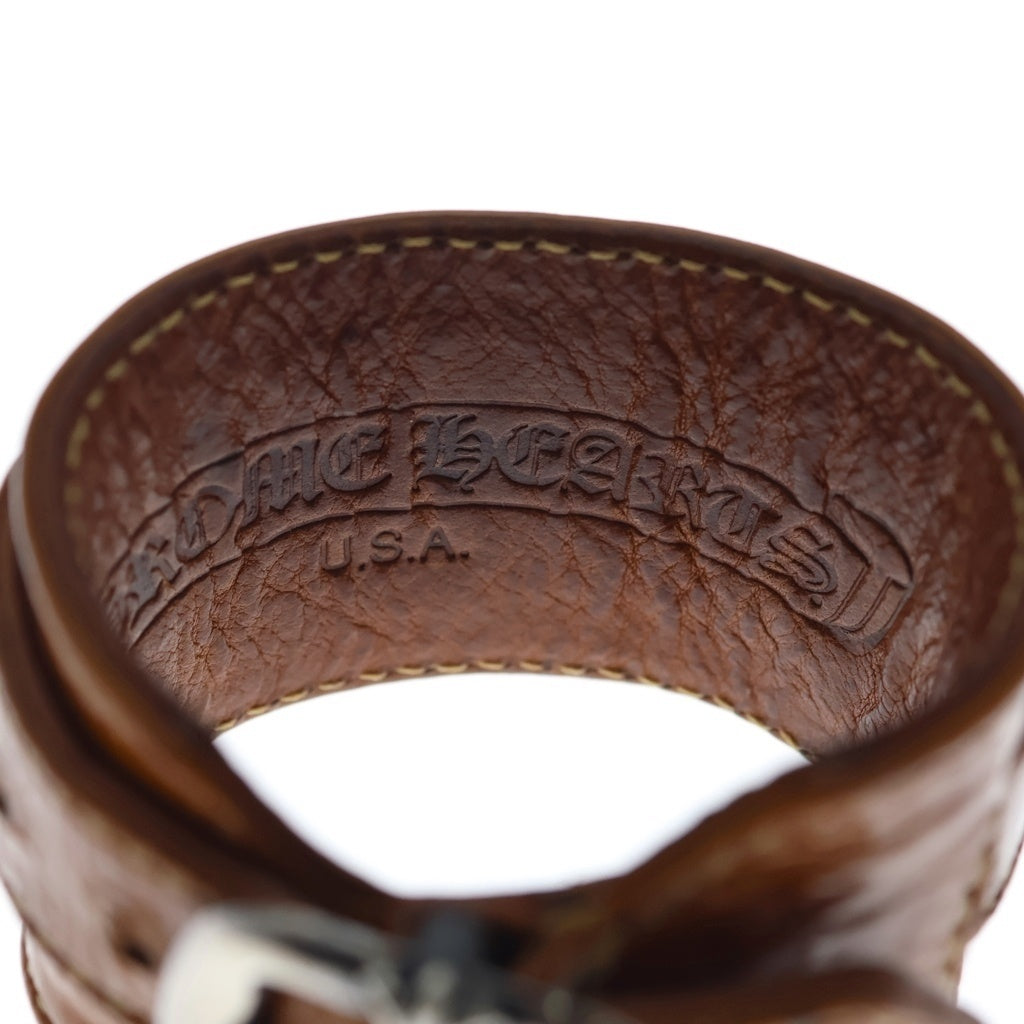 CHROME HEARTS(クロムハーツ) R&R TINY BUCKLE ガンスリンガー タイニーバックル レザーブレスレット チョーカー ブラウン/シルバー