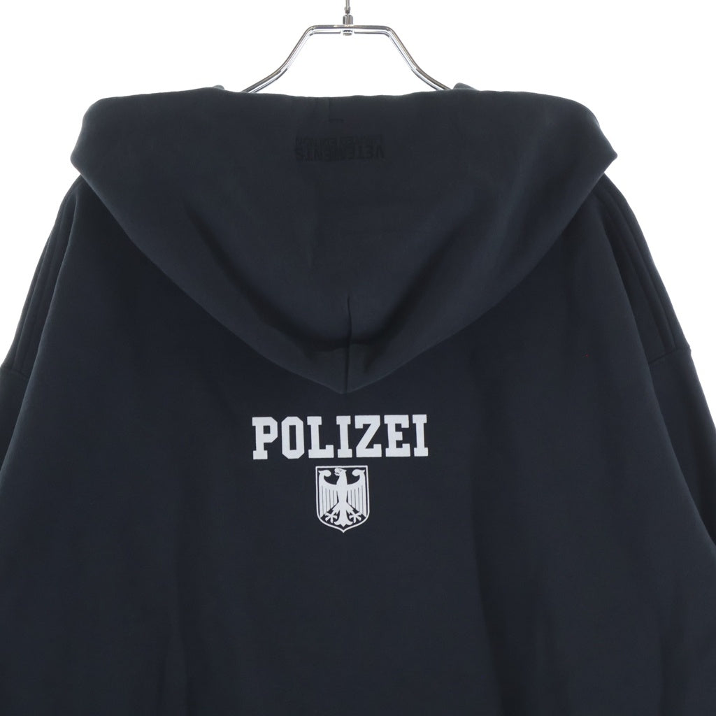 VETEMENTS(ヴェトモン) 25AW POLIZEI OVERSIZED ZIP HOODIE オーバーサイズ ジップアップ フーディ パーカー ブラック