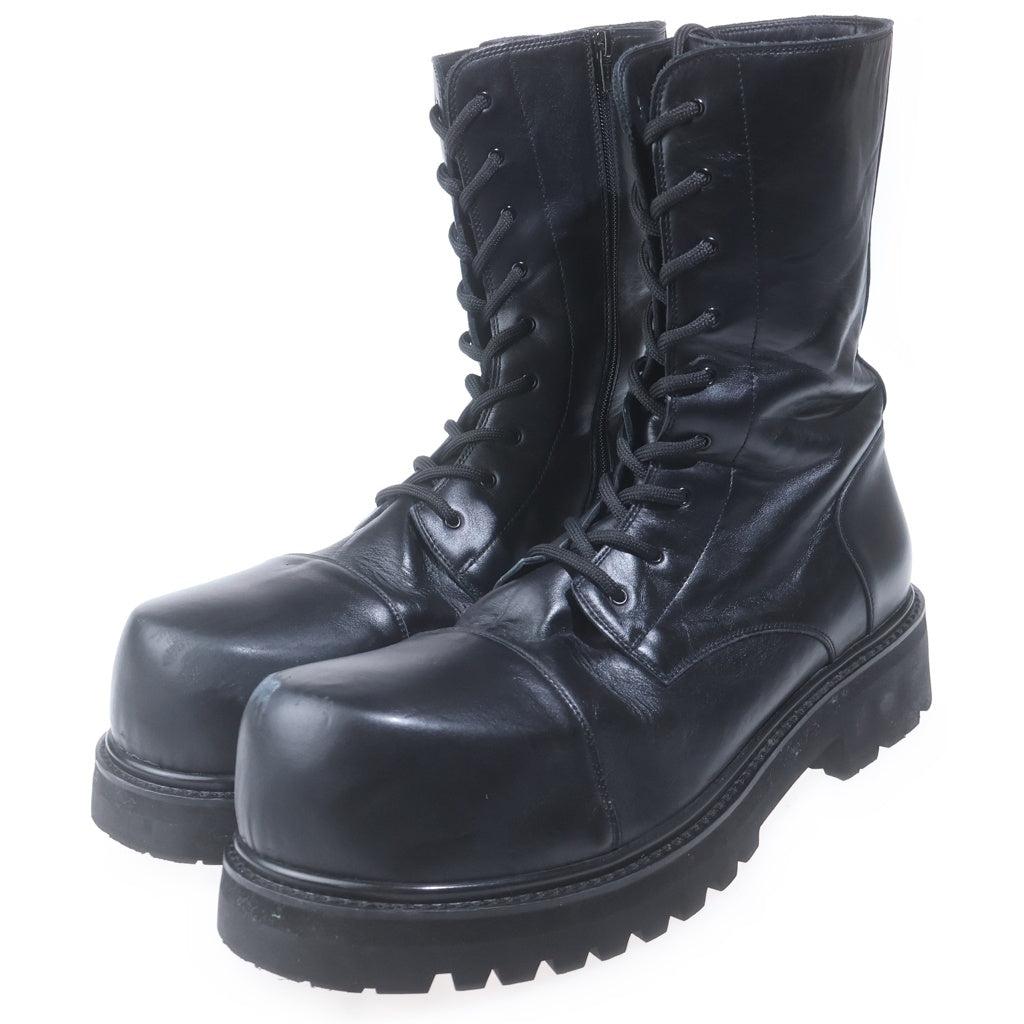 VETEMENTS(ヴェトモン) 25AW Stomp Combat Boot UH76BT800B ストンプ コンバット レースアップ レザーブーツ ブラック