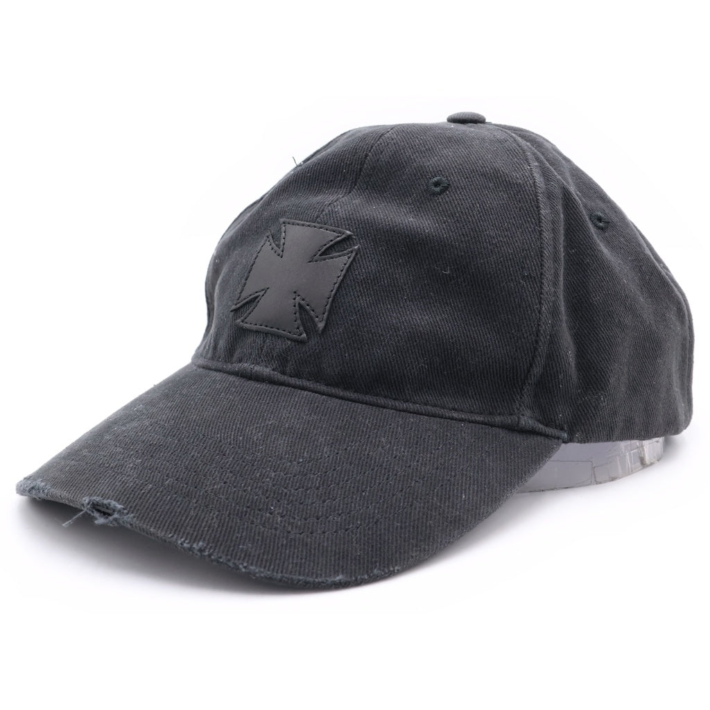 VETEMENTS(ヴェトモン) LEATHER BIKER CROSS CAP レザー バイカー クロス キャップ ブラック