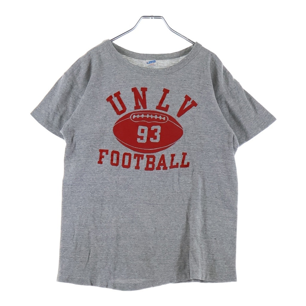 CHAMPION(チャンピオン) 80S VINTAGE ヴィンテージ カレッジ フットボール プリント 半袖Tシャツ カットソー グレー