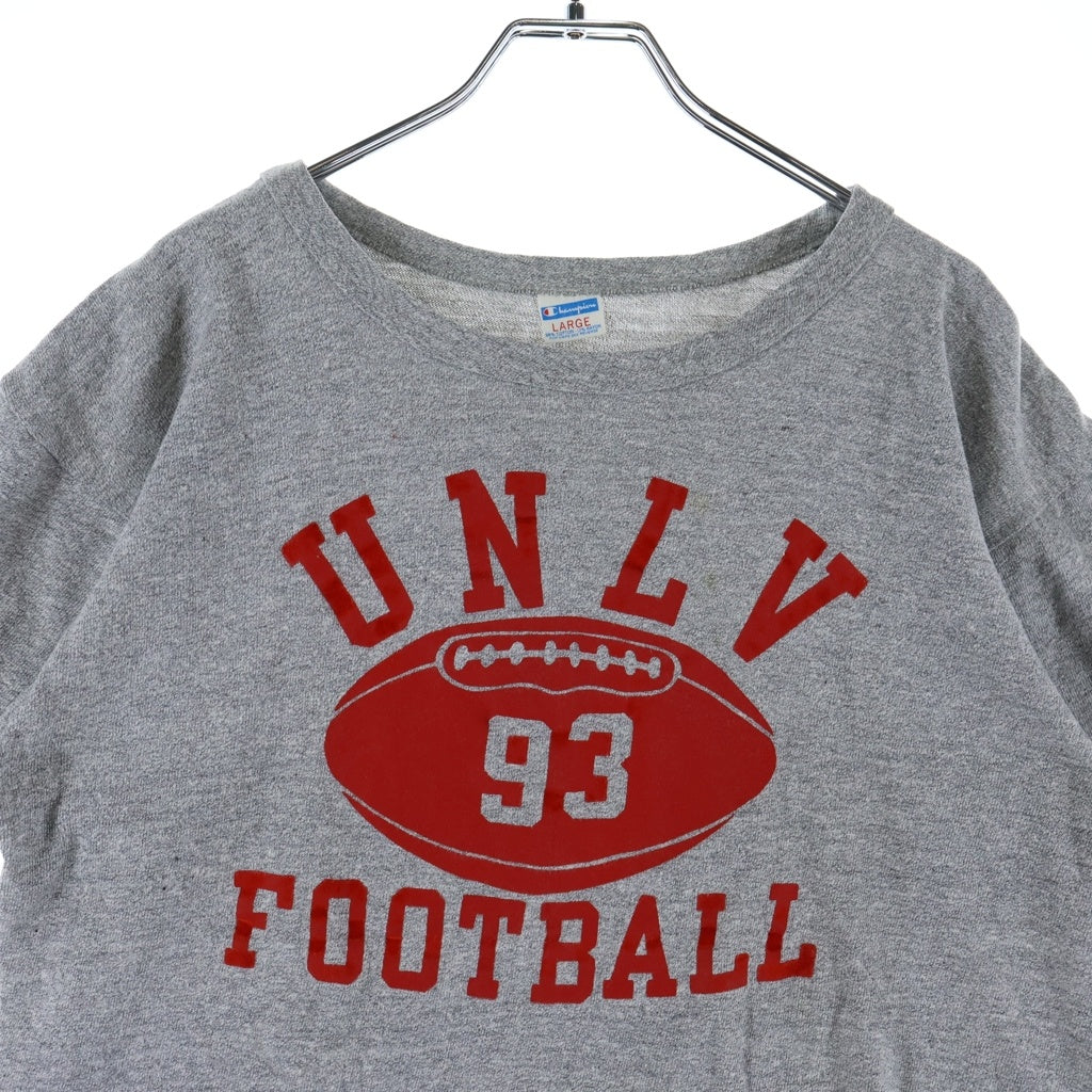 CHAMPION(チャンピオン) 80S VINTAGE ヴィンテージ カレッジ フットボール プリント 半袖Tシャツ カットソー グレー