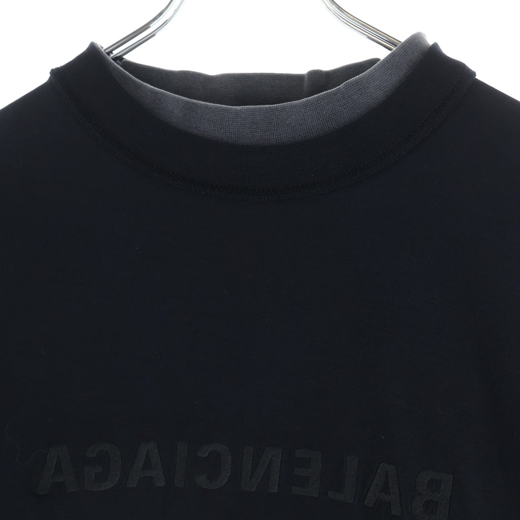 BALENCIAGA(バレンシアガ) ロゴ刺繍 オーバーサイズヴィンテージジャージーレイヤードカットソー ブラック/グレー 726088 TNVR5
