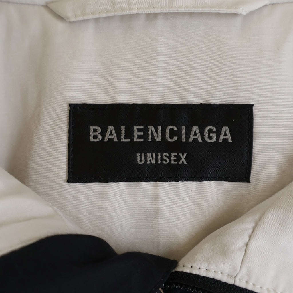 BALENCIAGA(バレンシアガ) 3B スポーツロゴ ジップアップナイロンジャケット トラックジャケット ナイロンパーカー フーディー ホワイト 790754 TPQ38