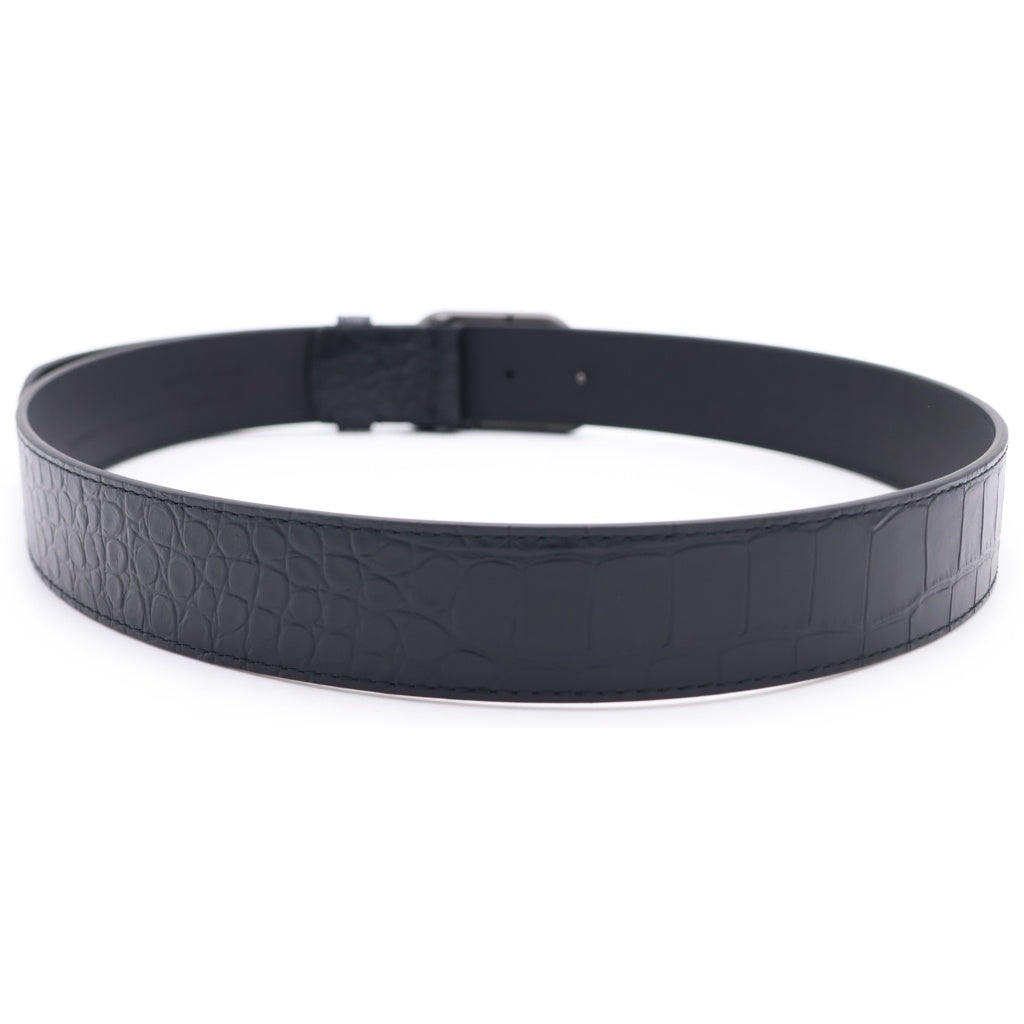 BALENCIAGA(バレンシアガ) BB LOGO BELT BBロゴデザイン クロコダイル型押し ベルト 570370 ブラック