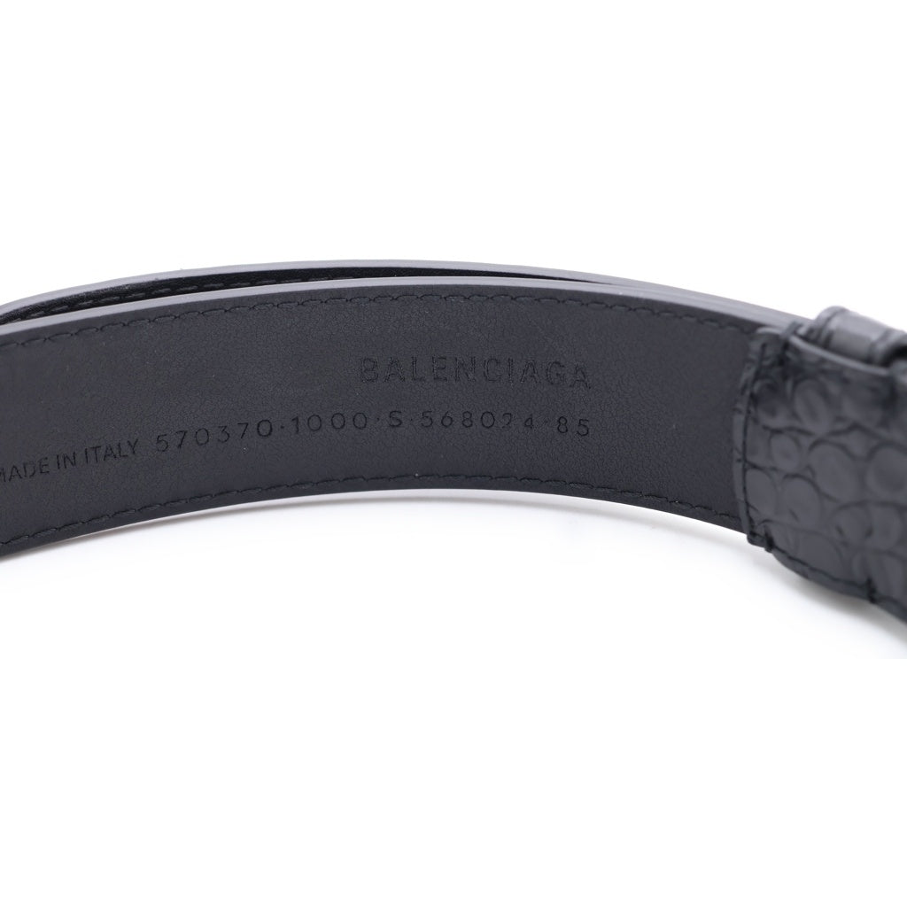 BALENCIAGA(バレンシアガ) BB LOGO BELT BBロゴデザイン クロコダイル型押し ベルト 570370 ブラック