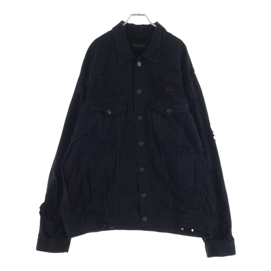 BALENCIAGA(バレンシアガ) Unity Sports Icon Patchwork Denim Jacket オーバーサイズ パッチワークデザイン デニムジャケット 793886 TQW54 ブラック