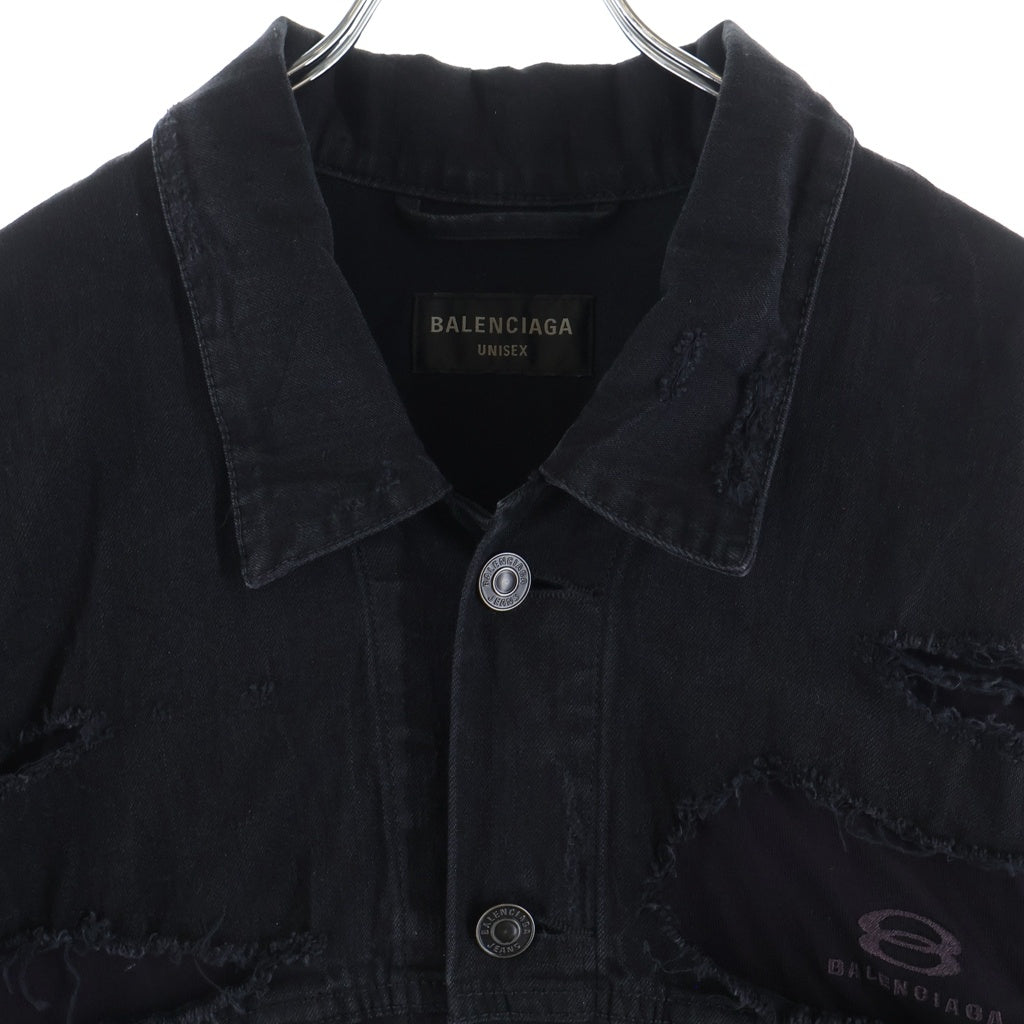 BALENCIAGA(バレンシアガ) Unity Sports Icon Patchwork Denim Jacket オーバーサイズ パッチワークデザイン デニムジャケット 793886 TQW54 ブラック
