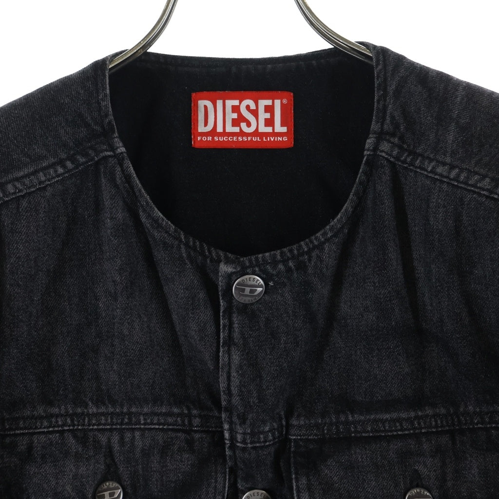 DIESEL(ディーゼル) D-ABERDEEN ノーカラー フロントポケット ウォッシュド加工 ジャケット レディース