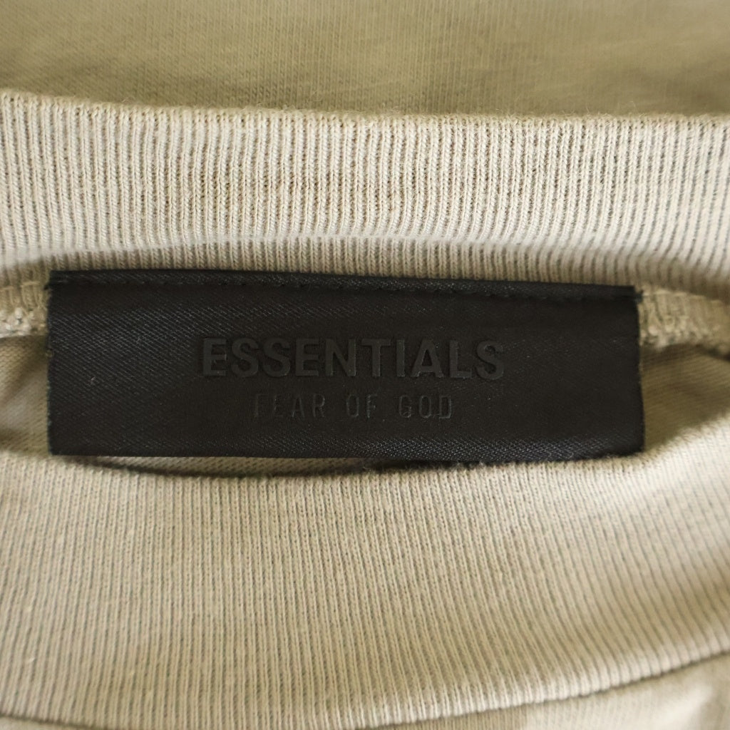 FEAR OF GOD ESSENTIALS(フィアオブゴッド エッセンシャルズ) Rubber Logo Crewneck L/S Tee ラバーロゴクルーネック長袖Tシャツ カットソー ベージュ