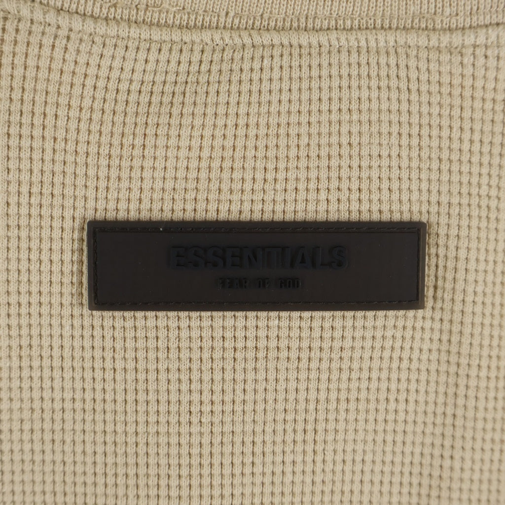 FEAR OF GOD ESSENTIALS(フィアオブゴッド エッセンシャルズ) モックネックワッフルショートスリーブスウェットシャツ ハーフスリーブトレーナー ベージュ