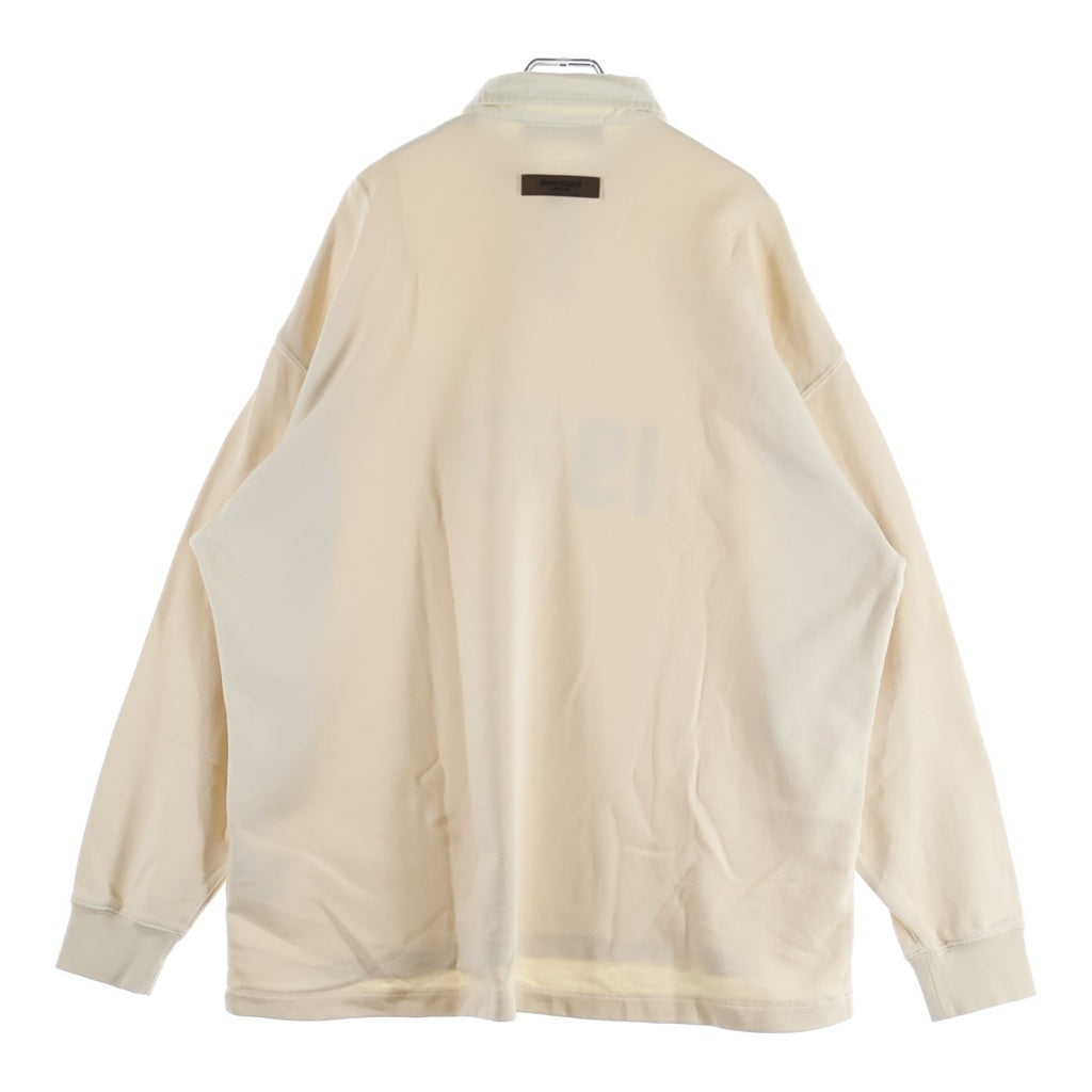 FEAR OF GOD ESSENTIALS(フィアオブゴッド エッセンシャルズ) 1977 Felt Logo L/S Rugby Shirts フェルトロゴロングスリーブラグビーシャツ 長袖ポロシャツ クリーム