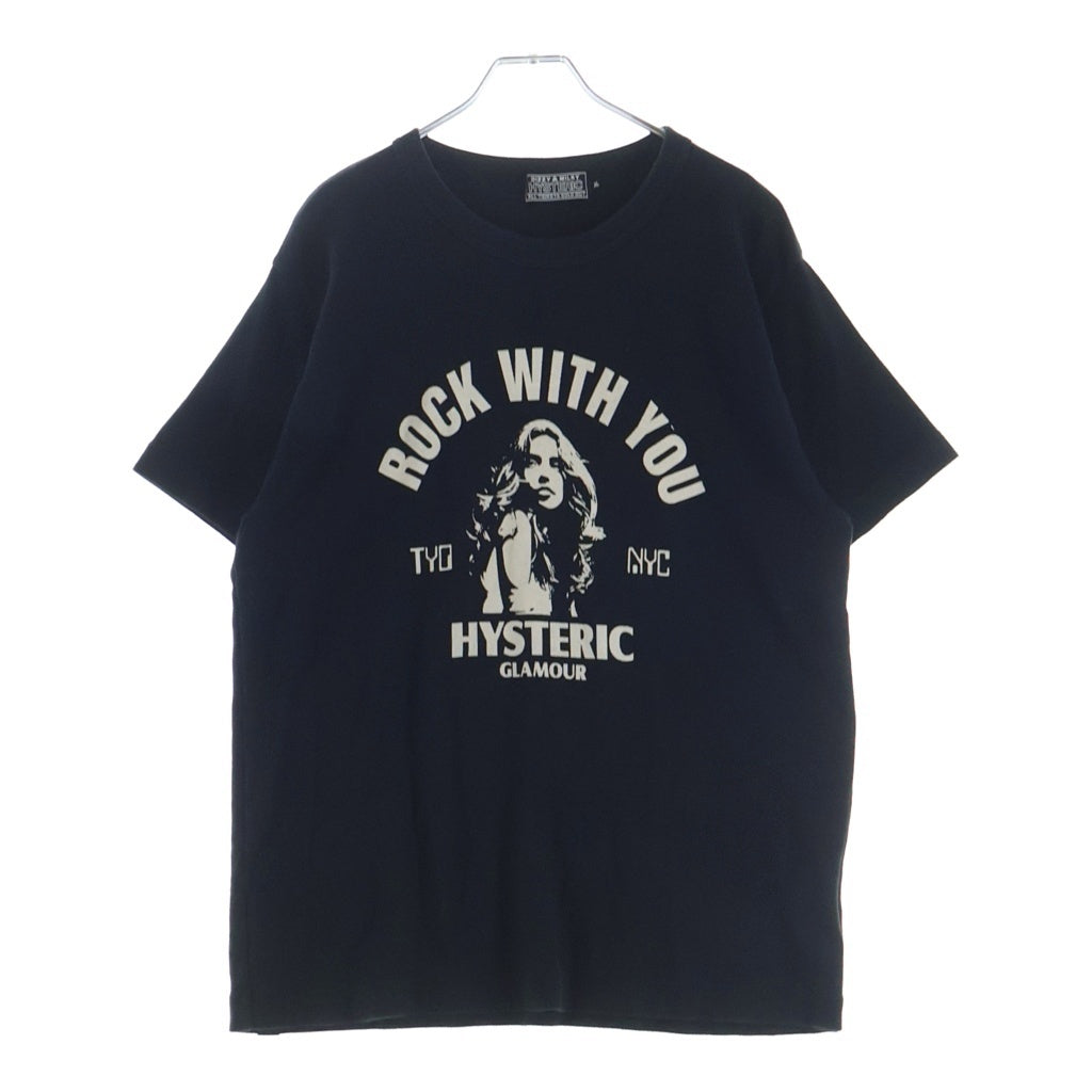 HYSTERIC GLAMOUR(ヒステリックグラマー) ROCK W YOU フロント プリント 半袖Tシャツ カットソー ブラック 02241CT23