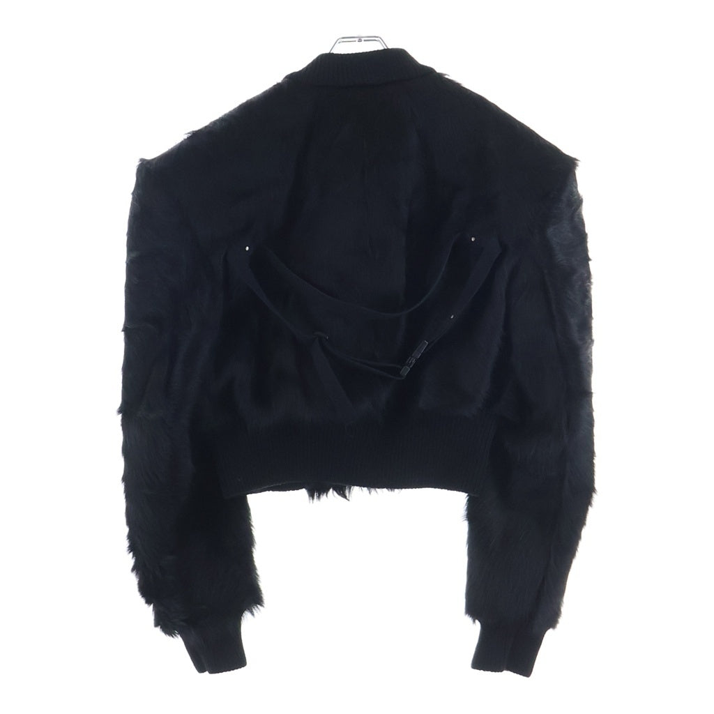 Rick Owens(リックオウエンス) 23AW LUXOR EDFU Fur Flight Jacket ルクソール期 ファーフライトジャケット バックストラップカーフヘアクロップドジップアップジャケット RR02C7719-LHL ブラック