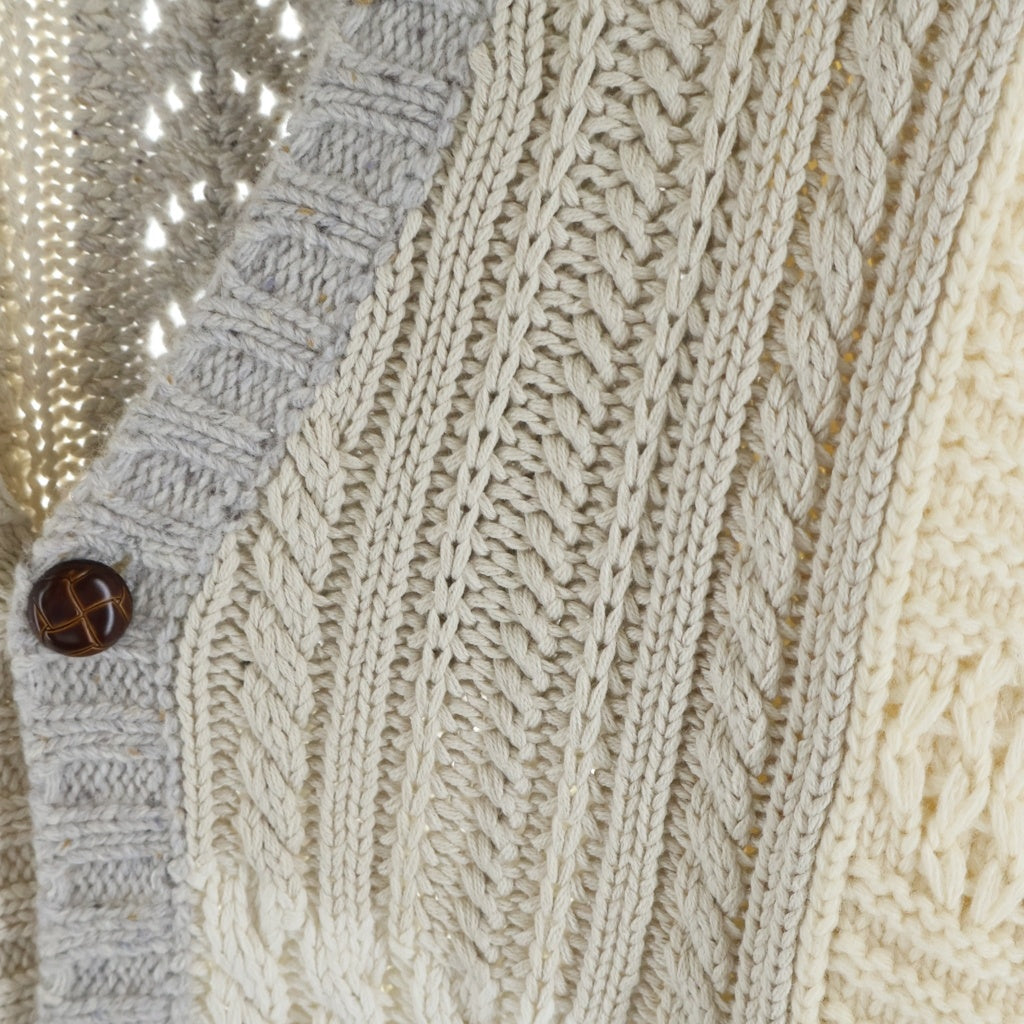SUPREME(シュプリーム) 23AW Cable Knit Cardigan パッチワーク ケーブルニット アイボリー
