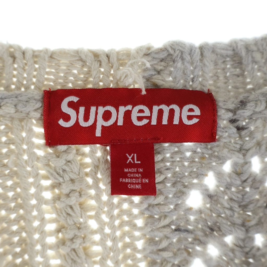 SUPREME(シュプリーム) 23AW Cable Knit Cardigan パッチワーク ケーブルニット アイボリー