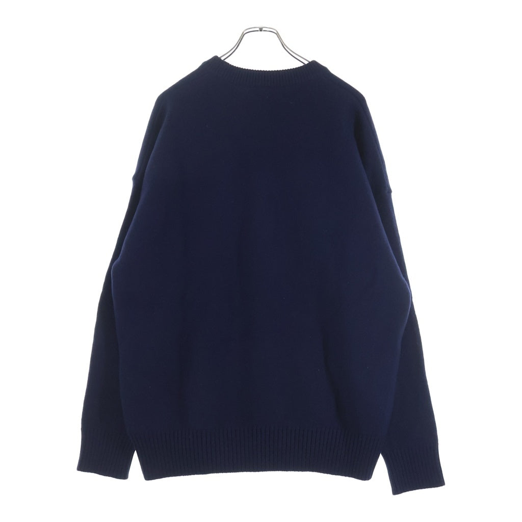 ami(アミ) CREW NECK SWEATER ロゴデザイン クルーネック ニットセーター ネイビー UKS002.018 00412