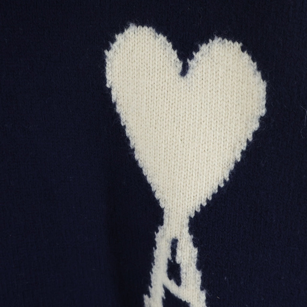 ami(アミ) CREW NECK SWEATER ロゴデザイン クルーネック ニットセーター ネイビー UKS002.018 00412