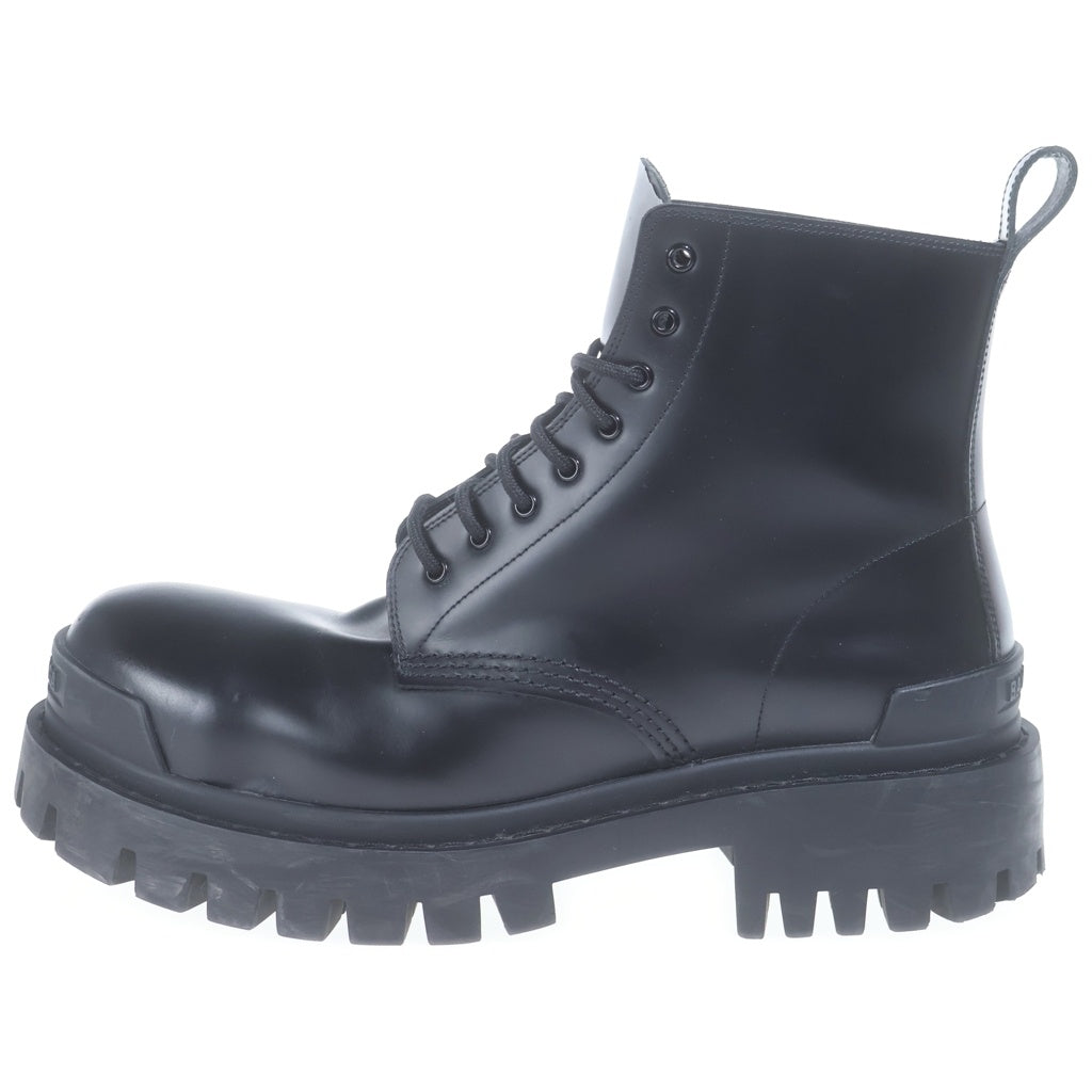 BALENCIAGA(バレンシアガ) Strike Lace-Up Boot ストライクレースアップブーツ パテントレザーラウンドトゥブーツ 589338 ブラック