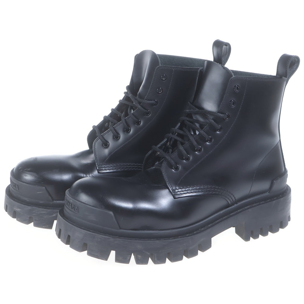 BALENCIAGA(バレンシアガ) Strike Lace-Up Boot ストライクレースアップブーツ パテントレザーラウンドトゥブーツ 589338 ブラック