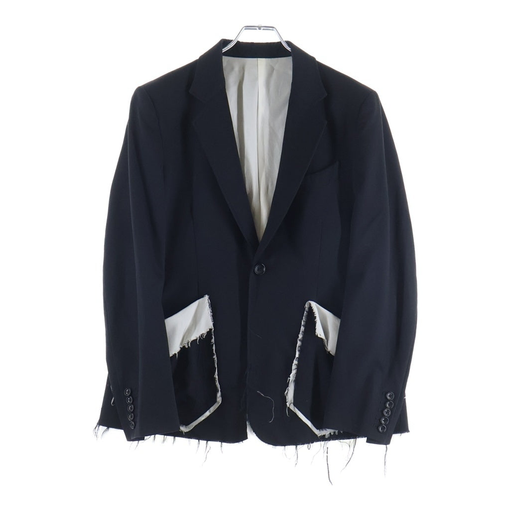 sulvam(サルバム) CLASSIC SHORT JACKET ダメージ加工 カットアウト テーラードジャケット ブラック SQ-J50-100