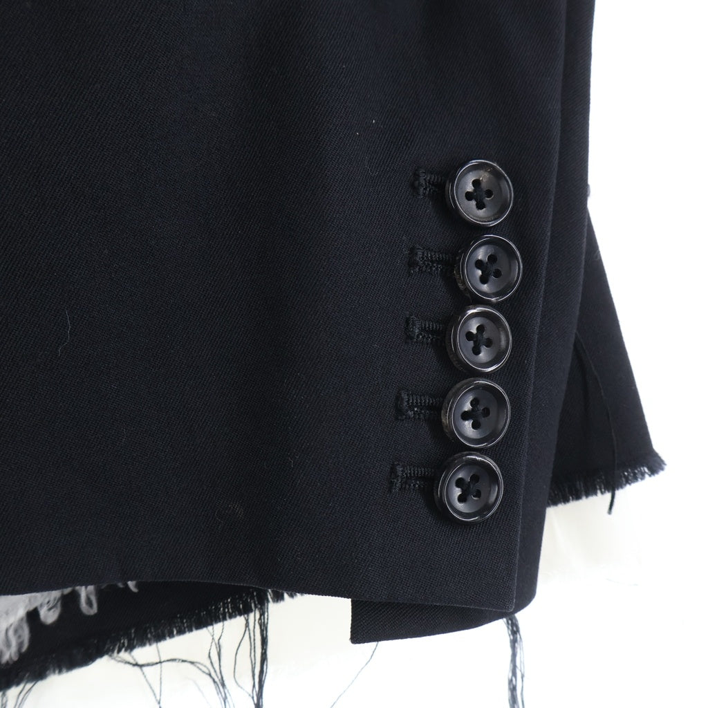 sulvam(サルバム) CLASSIC SHORT JACKET ダメージ加工 カットアウト テーラードジャケット ブラック SQ-J50-100