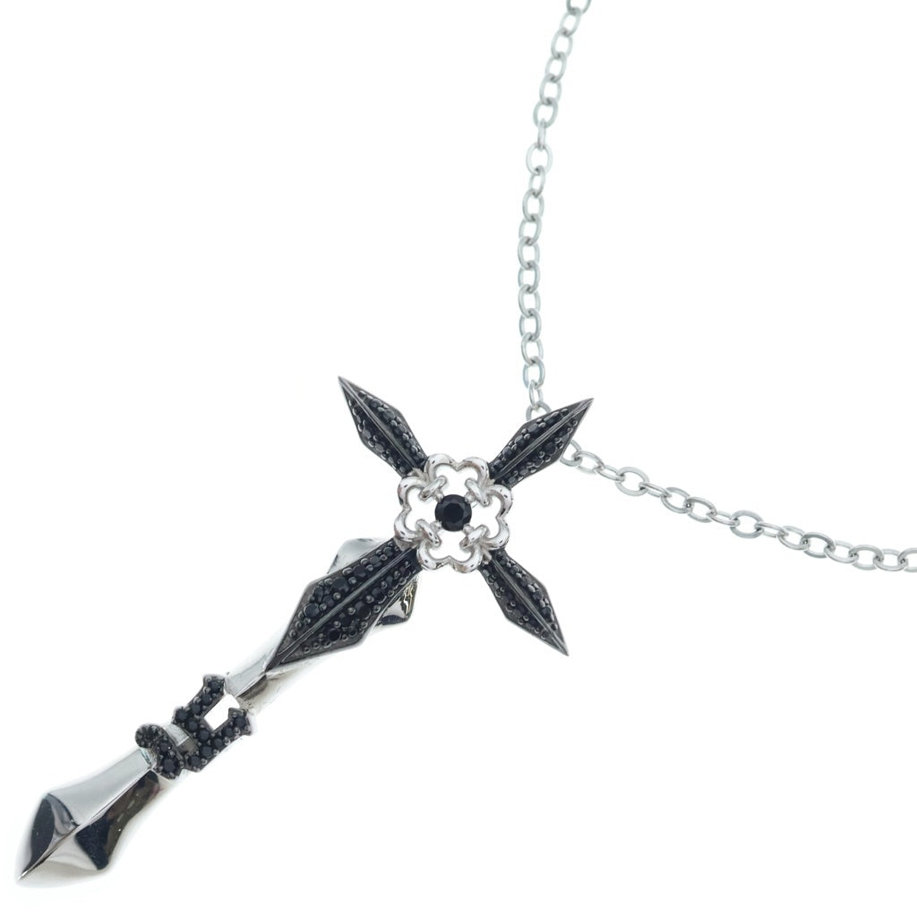 NO BRAND(ノーブランド) GEMCEREY ×YOSHIKI Jewelry Black Zirconia Cross Pendant Necklace ×ヨシキジュエリー ブラックジルコニアクロスペンダントネックレス SV925 クロスモチーフネックレス レディース