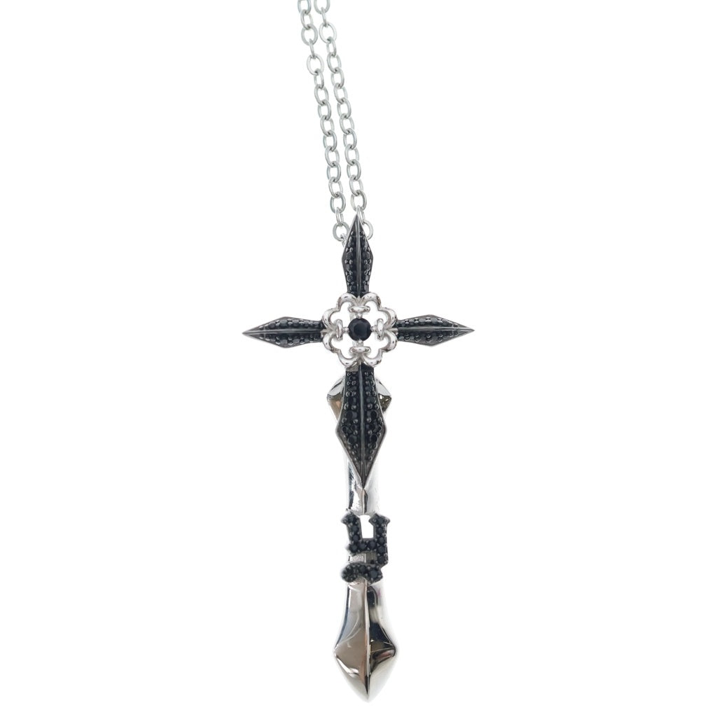 NO BRAND(ノーブランド) GEMCEREY ×YOSHIKI Jewelry Black Zirconia Cross Pendant Necklace ×ヨシキジュエリー ブラックジルコニアクロスペンダントネックレス SV925 クロスモチーフネックレス レディース