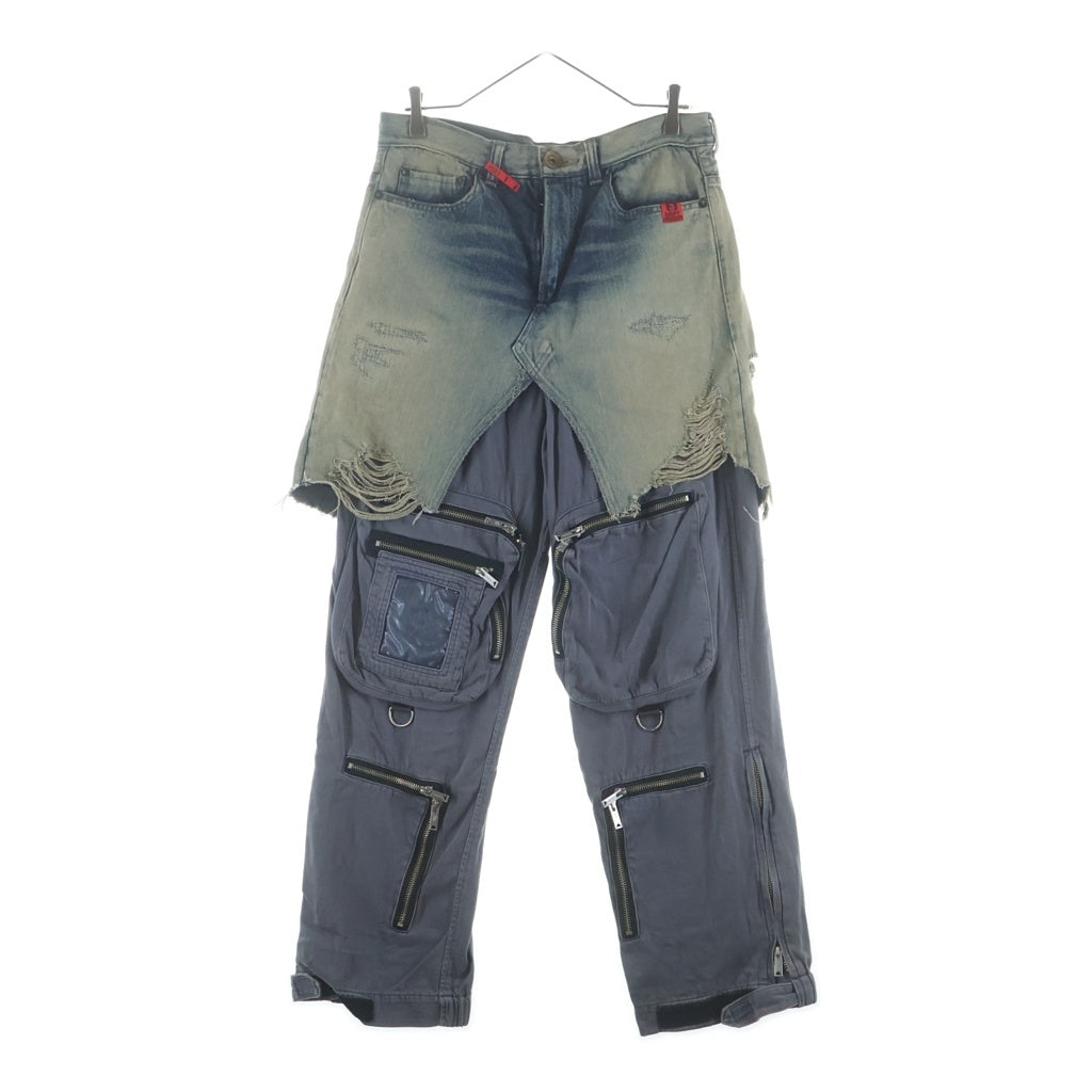 MAISON MIHARAYASUHIRO(メゾンミハラヤスヒロ) 21SS Half Military Denim Pants ハーフ ミリタリー カーゴ パンツ ダメージ加工 インディゴ A06PT021