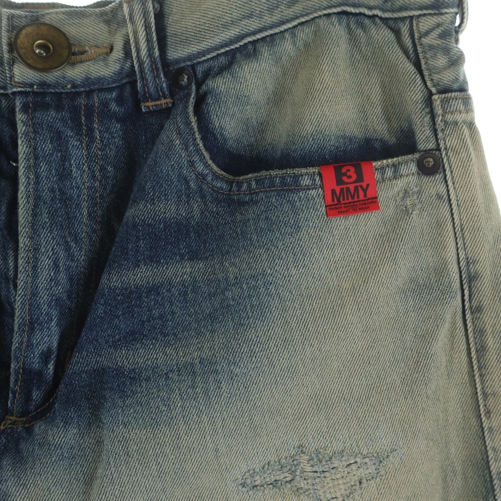 MAISON MIHARAYASUHIRO(メゾンミハラヤスヒロ) 21SS Half Military Denim Pants ハーフ ミリタリー カーゴ パンツ ダメージ加工 インディゴ A06PT021