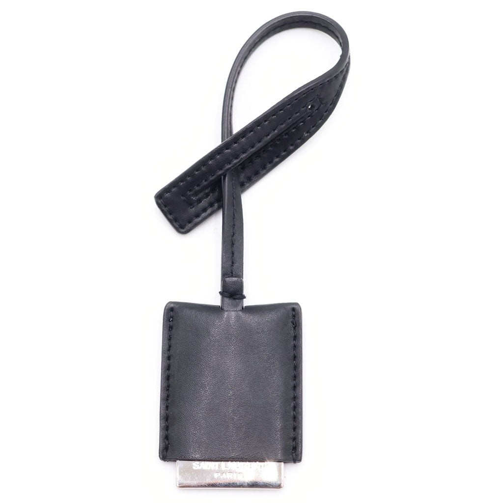SAINT LAURENT PARIS(サンローランパリ) KEYRING ID キーリング キーホルダー レザー ブラック レディース