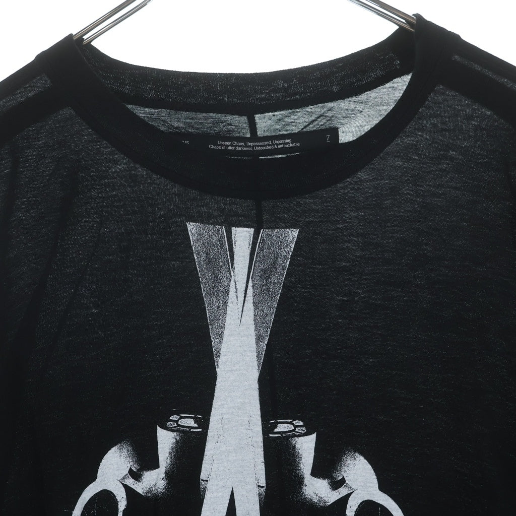 JULIUS(ユリウス) Numinous Print Over Top フロントプリント 半袖Tシャツ カットソー ブラック 927CPM3