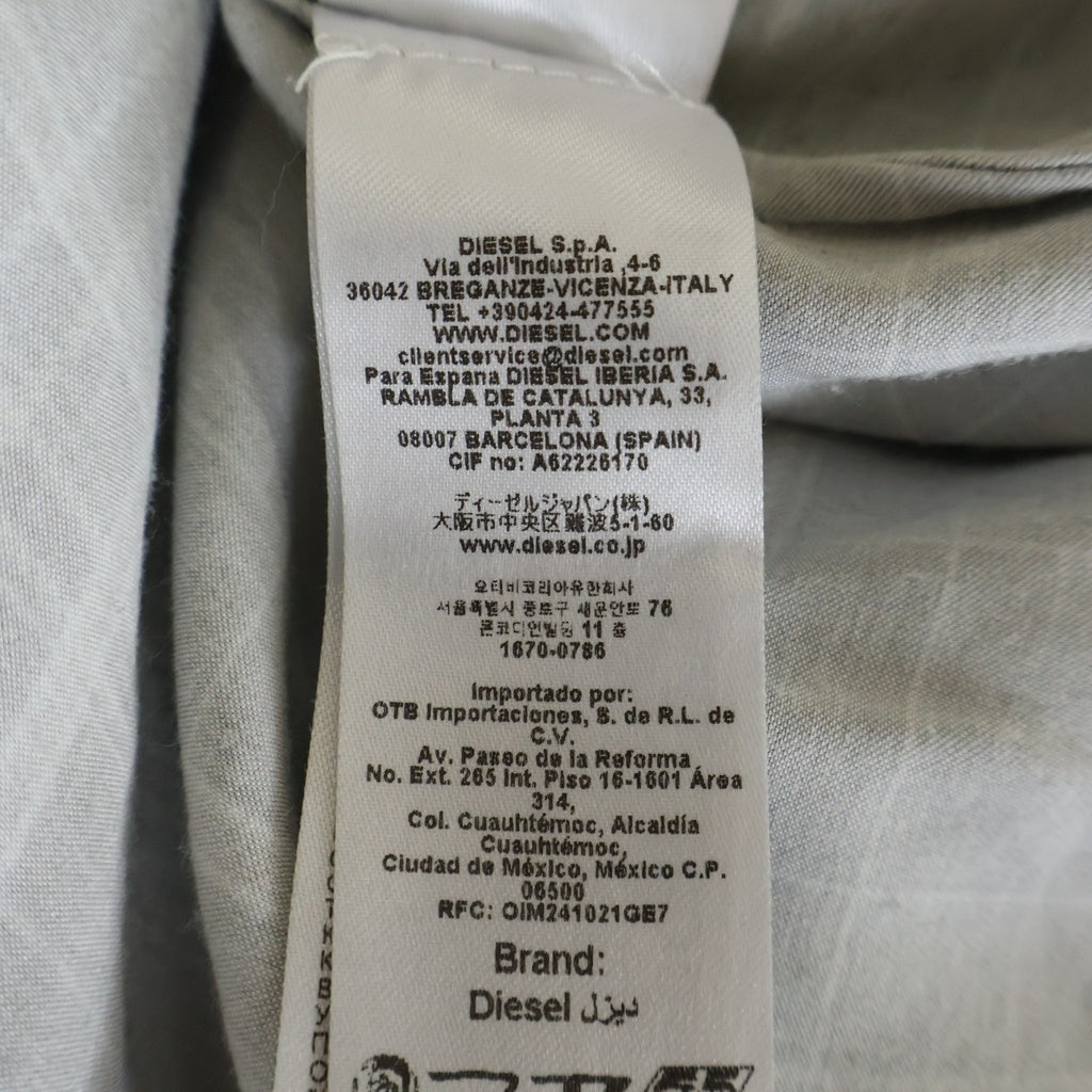 DIESEL(ディーゼル) S-WROB チェック柄 ノーカラー スナップボタン 長袖シャツ グレー A22904