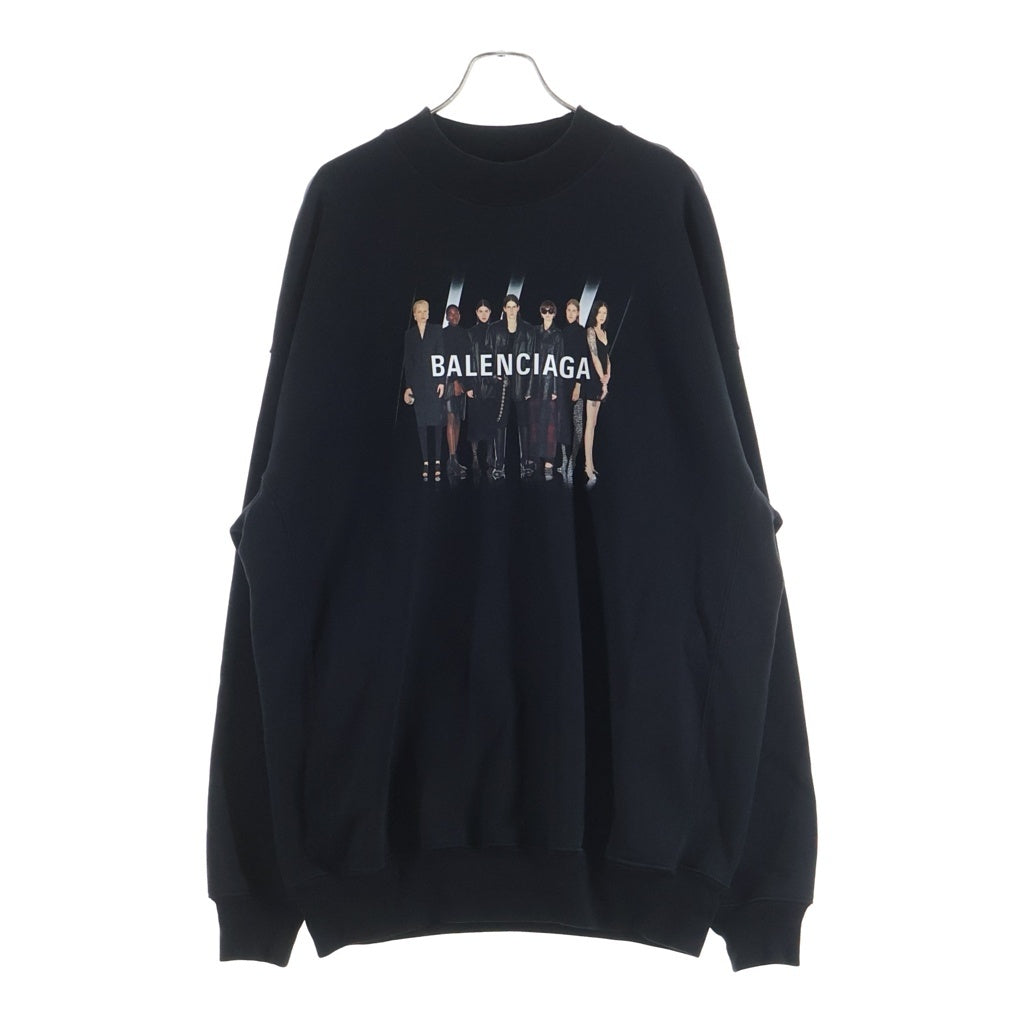BALENCIAGA(バレンシアガ) フロントロゴプリント モックネック スウェット トレーナー ブラック 652981 TIVA2