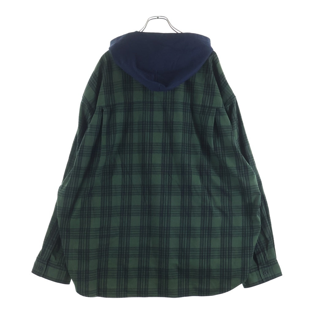 BALENCIAGA(バレンシアガ) 23AW Hooded Shirt Oversized フーデッドオーバーサイズチェックシャツ グリーン 746369 746369