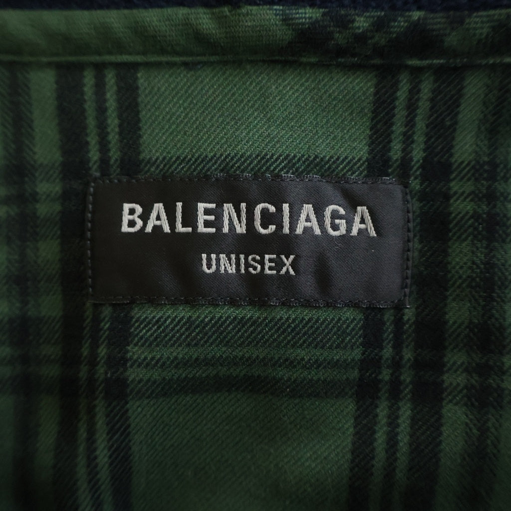 BALENCIAGA(バレンシアガ) 23AW Hooded Shirt Oversized フーデッドオーバーサイズチェックシャツ グリーン 746369 746369