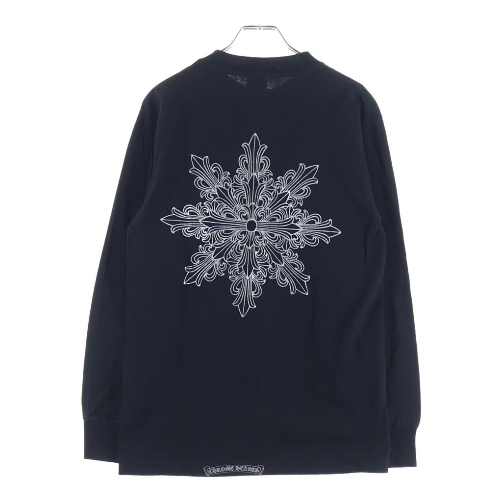 CHROME HEARTS(クロムハーツ) OLD FLOLAL CROSS SNOW FLAKE L/S TEE オールド フローラルクロススノーフレーク 長袖Tシャツ ブラック/シルバー -
