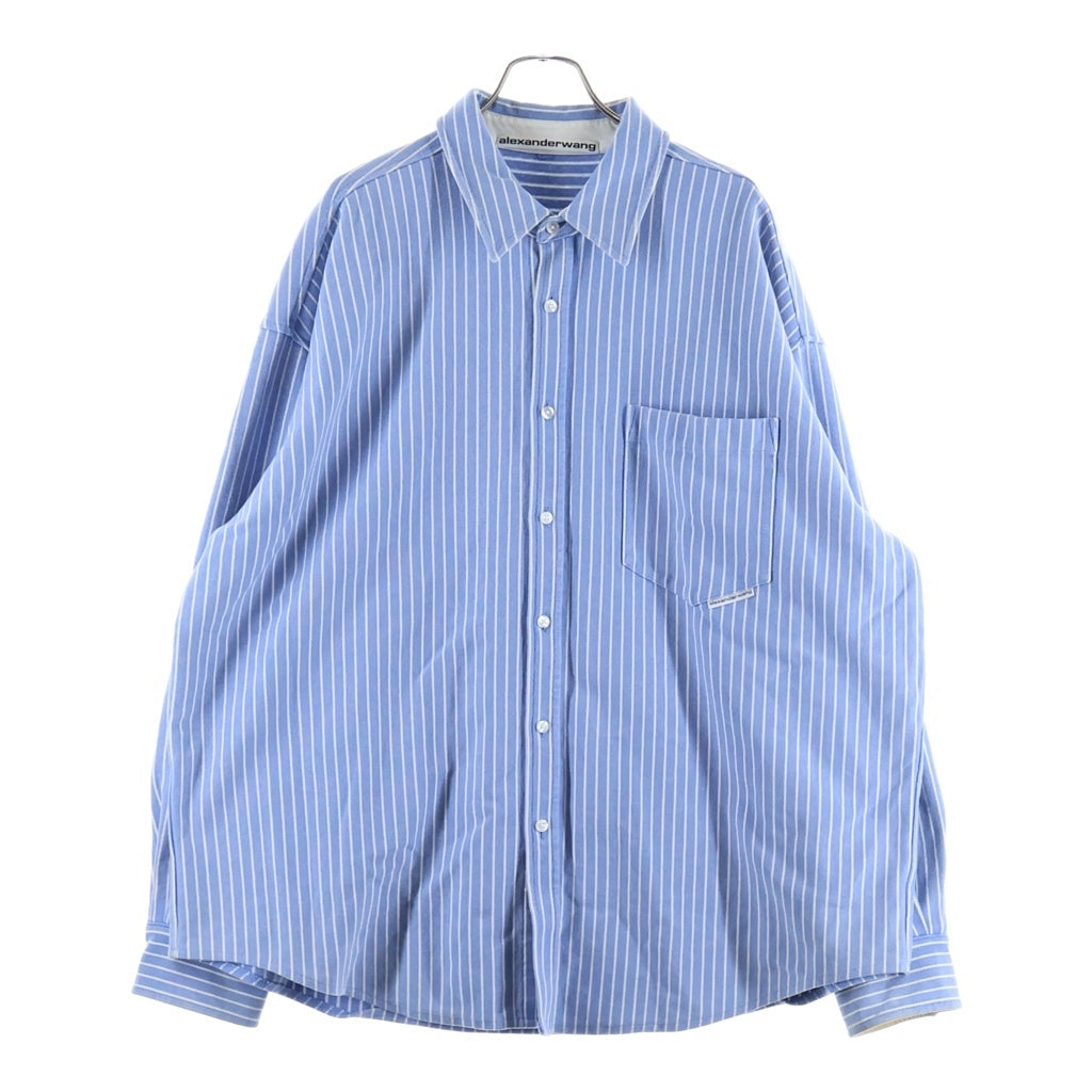 ALEXANDER WANG(アレキサンダーワン) フロントポケット ストラップ 長袖シャツ ジャケット ブルー/ホワイト 6CC3231010