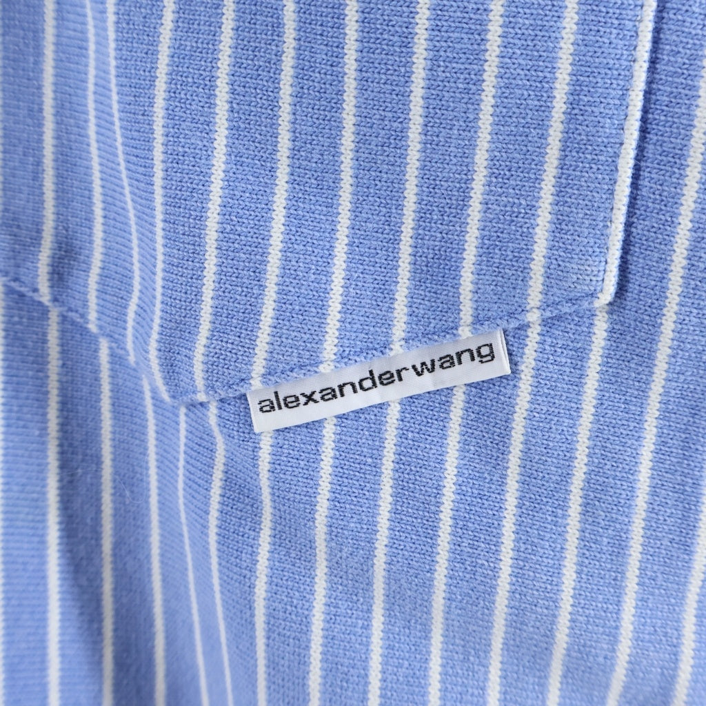 ALEXANDER WANG(アレキサンダーワン) フロントポケット ストラップ 長袖シャツ ジャケット ブルー/ホワイト 6CC3231010