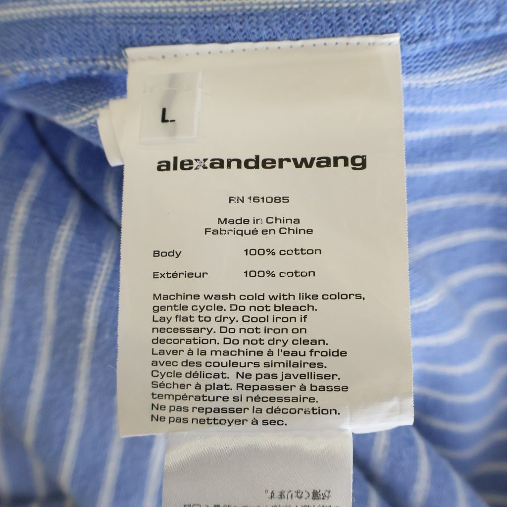 ALEXANDER WANG(アレキサンダーワン) フロントポケット ストラップ 長袖シャツ ジャケット ブルー/ホワイト 6CC3231010