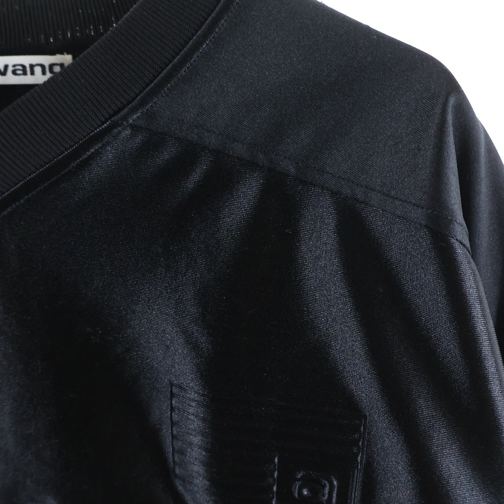 ALEXANDER WANG(アレキサンダーワン) フロントロゴデザイン Vネック 長袖ゲームシャツ カットソー ブラック 6CC2231004