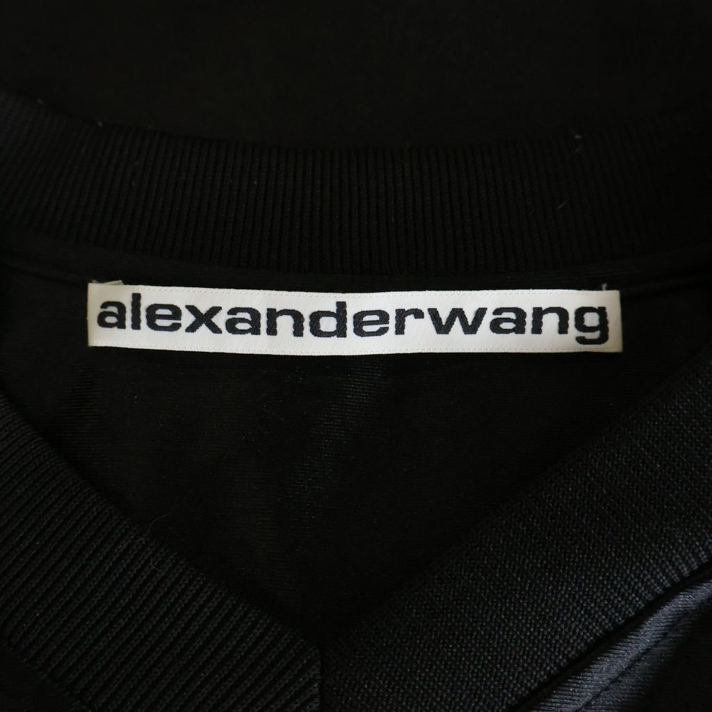 ALEXANDER WANG(アレキサンダーワン) フロントロゴデザイン Vネック 長袖ゲームシャツ カットソー ブラック 6CC2231004