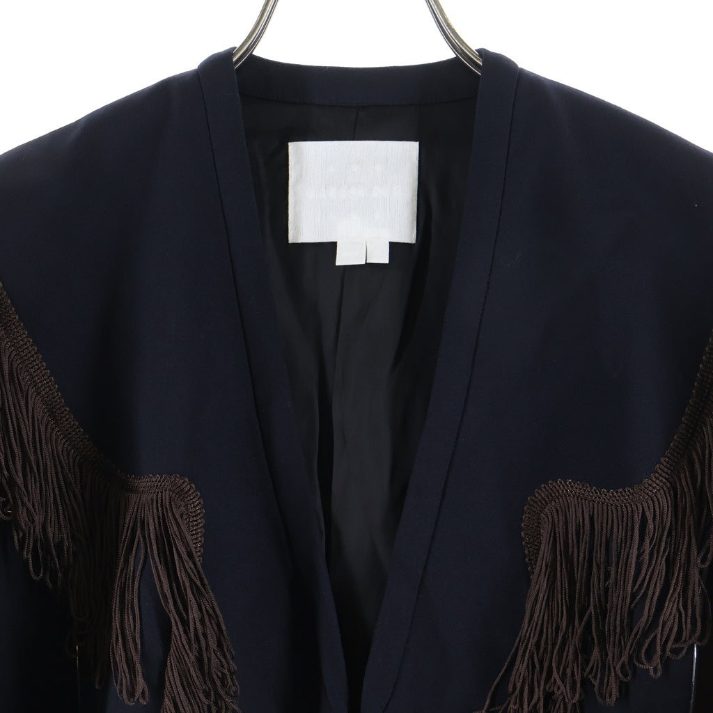 NO BRAND(ノーブランド) BASE MARK Fringe Comb Jacket Blouson ベースマーク フリンジ ジップアップ ジャケット ブルゾン ブラック/ブラウン 21BF03