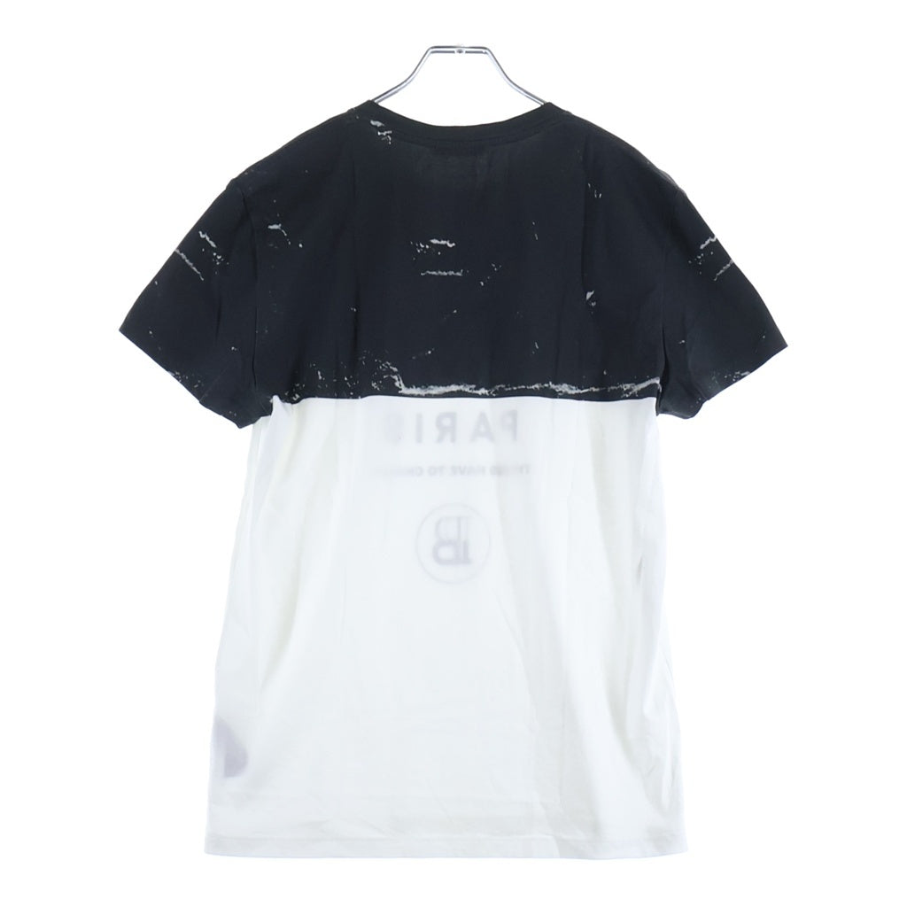BALMAIN(バルマン) 19AW Gradient 2 Tone Logo S/S Tee グラデーション2トーンロゴショートスリーブTシャツ ロゴプリントクルーネック半袖Tシャツ SH01601I232 ブラック/ホワイト