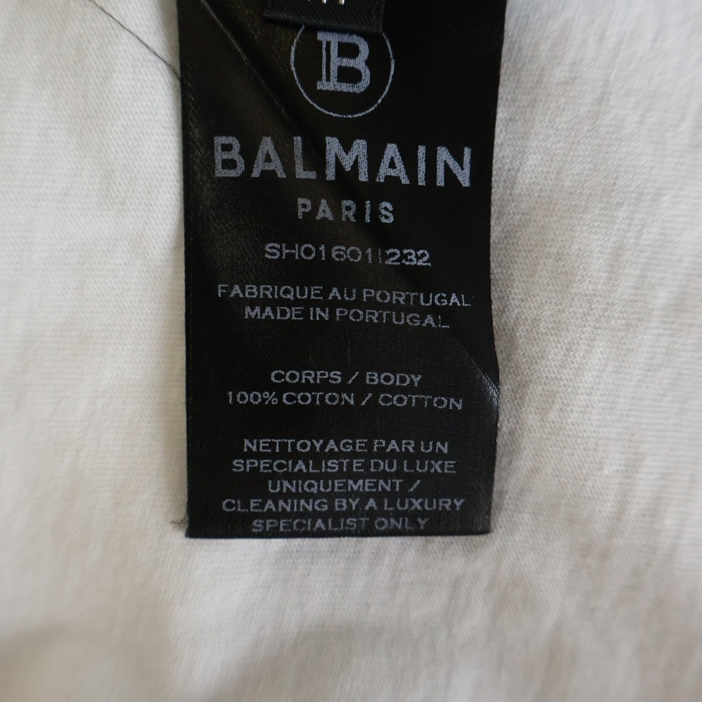 BALMAIN(バルマン) 19AW Gradient 2 Tone Logo S/S Tee グラデーション2トーンロゴショートスリーブTシャツ ロゴプリントクルーネック半袖Tシャツ SH01601I232 ブラック/ホワイト