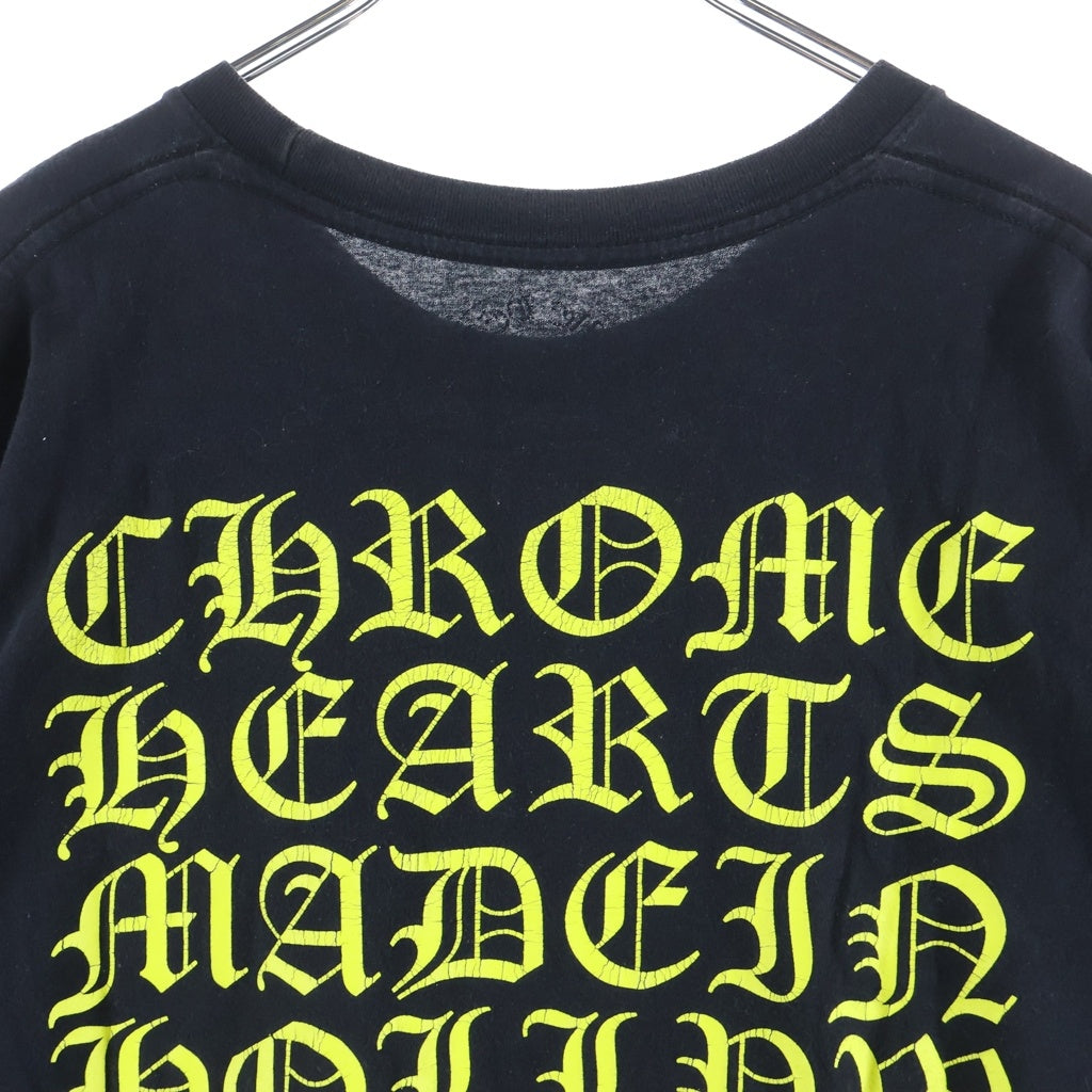 CHROME HEARTS(クロムハーツ) MADE IN HOLLYWOOD VERTICAL LOGO TEE メイドインハリウッド ヴァーティカルロゴ クルーネック ポケット 半袖Tシャツカットソー ブラック/イエロー