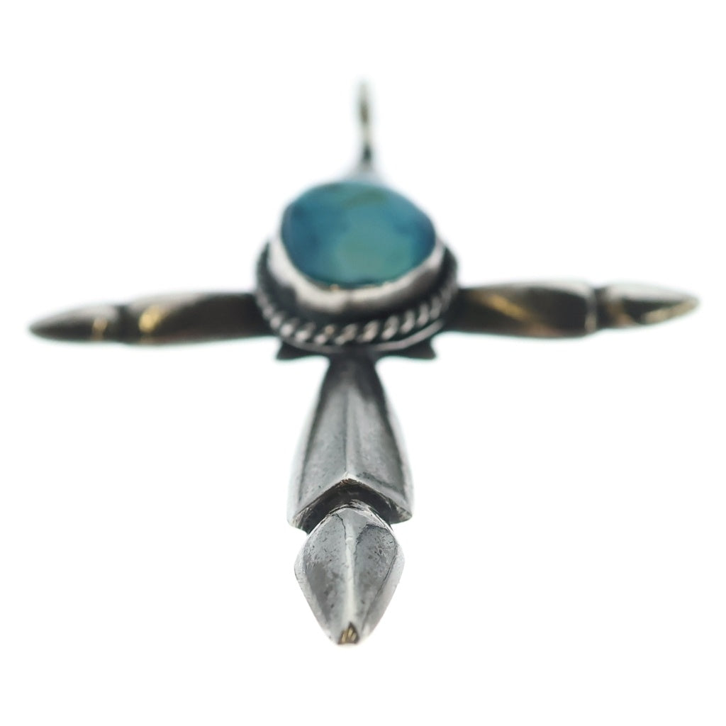 INDIAN JEWELRY(インディアンジュエリー) ナバホ ターコイズクロスペンダントトップ ハリソンビソイ クロスモチーフペンダントトップ シルバー