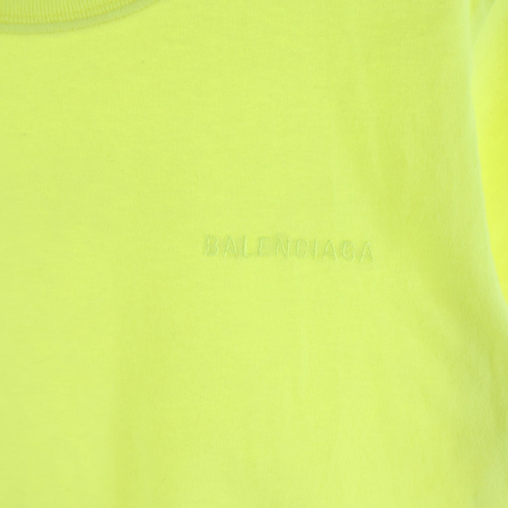 BALENCIAGA(バレンシアガ) 19AW Back Logo Embroidery T-Shirts バックロゴエンブロイダリーTシャツ ロゴ刺繍クルーネック半袖Tシャツ583256 TFV74 イエロー