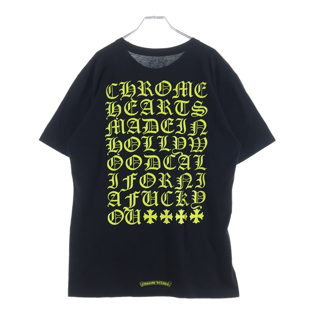 CHROME HEARTS(クロムハーツ) MADE IN HOLLYWOOD VERTICAL LOGO TEE メイドインハリウッド ヴァーティカルロゴ クルーネック ポケット 半袖Tシャツカットソー ブラック/イエロー